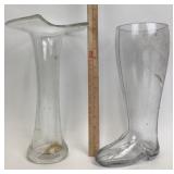 Italian Mouth Blown Art Glass & Boot Shaped Vase