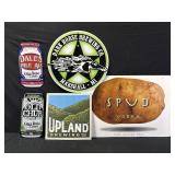 4 Brewery Tin signs, Spud Vodka foamboard