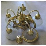 Brass Pendant Light Fixture With Glass Shades