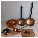 Copper Cookware, Wall Art, Brass-Handled Ladle