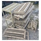 Plastic shelving units: disassembled
