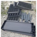 Plastic shelving unit, disassembled