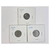 1943 Steel Wheat Pennies, D, S Mint Marks