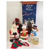 Ceramic Santa, Mrs Claus, Snowman Decorations