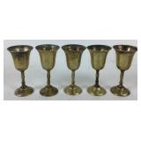 5 Vintage Brass Cordial/ Wine Goblets India