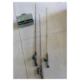 Fishing Rods With Reels, Vintage Tackle Box