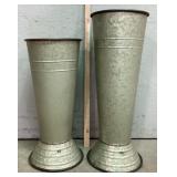 Tall Tapering Galvanized Planter Pair