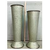 Tall Tapering Galvanized Planter Pair