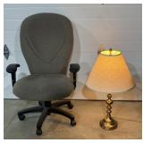 Office chair, brass Table lamp