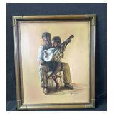 Framed artwork 'The Banjo Lesson' signed Kasper