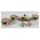 Franciscan Apple Cups, Butter Dish, Salt Shakers
