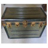 Green Steamer Trunk With Brass Hardware