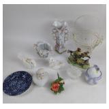 CrowaFord China Blue Plate, Bone China Figures