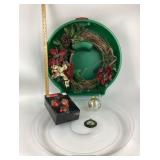 Christmas Wreath, Ornaments, and Ornament Box