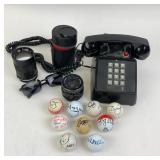 9 Autographed Golf Balls, 2 Camera Lens, Push