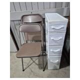 Samsonite Folding Chairs (4) & Rolling Plastic 4