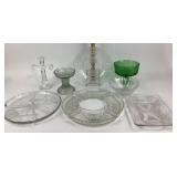 Pressed Glass Serving Items, Green Compote