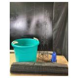 Plastic Tub, Metal Plant Stand, Weed Barrier, Chil