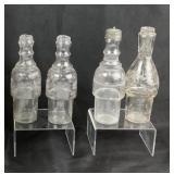 Etched Oil Vinegar Condiment Jars, Chipped