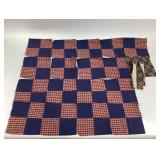 Patchwork Quilt Squares in Blue and Red Plaid