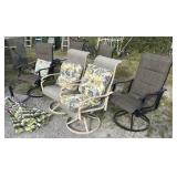 6 patio chairs, Umbrella, stand