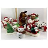 Hallmark Plush Snowmen, Penguins, Moose, Animated