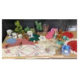 Embroidered Linen Runner, Strange Planet Figurine,