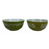 Pyrex Green Mixing Bowls With Flower Pattern