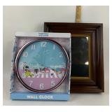 Hello Kitty Wall Clock, Wood Frame Mirror