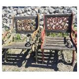Garden Bench Seats (2)  With Detailed Cast Iron