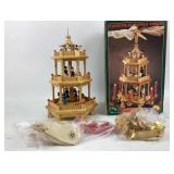 Wooden Christmas Candle Tower with Figures