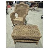Wicker Rocking Chair With Side Table 18 in. X 30