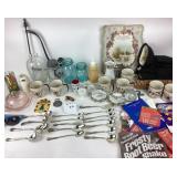 Silverplate Spoons, Mason Jars, Ceramic Mugs, McDo