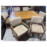 Wood dining table, 6 chairs
