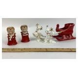 Mid Century Ceramic Angel Candlesticks, Reindeer,