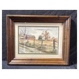 Barn, rustic fence Harold Collins Framed Artwork