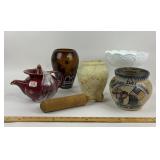 Hall Teapot, Ceramic, Glass Vases, Wooden Tool, Mi