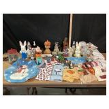 Porcelain Bunnies, Jack O Lantern Lamp, Dish Towel