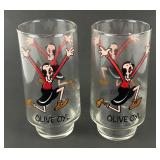2- 1975 Coca-Cola Kollect-A-Set Olive Oyl Glasses