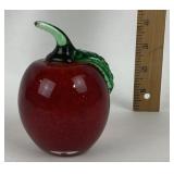 Art Glass Bart Zimmerman Apple Sculpture With Leaf