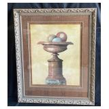 Large framed artwork of marble vase