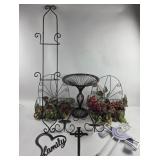 Wrought Iron Decor With Wall Baskets, Candleholder