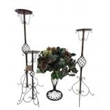 Wrought Iron Candle Holders, Faux Floral Centerpie