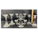 Glass Candleholders Including Fostoria Double Arm
