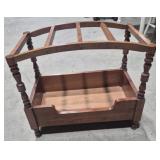 Wooden Four-Poster Doll c Canopy Bed With Turned
