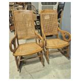 Wood Rocking Chairs With Caned Back & Seat (2)