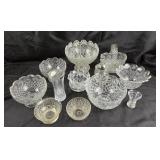 Pressed Glass Bowls, Vases, Dishes, Candy Jar