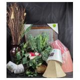 Home Decor Items Including Vase, Lampshades, Mirro