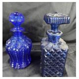 Cobalt Blue Glass Decanters With Stoppers