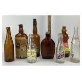 Amber, Clear Glass Bottles, Pepsi, Frostie Root Be